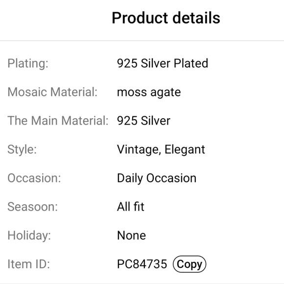 Elegant 925 Sterling Silver Ring Inlaid Green Color Moss Agate Elegant - Picture 8 of 8